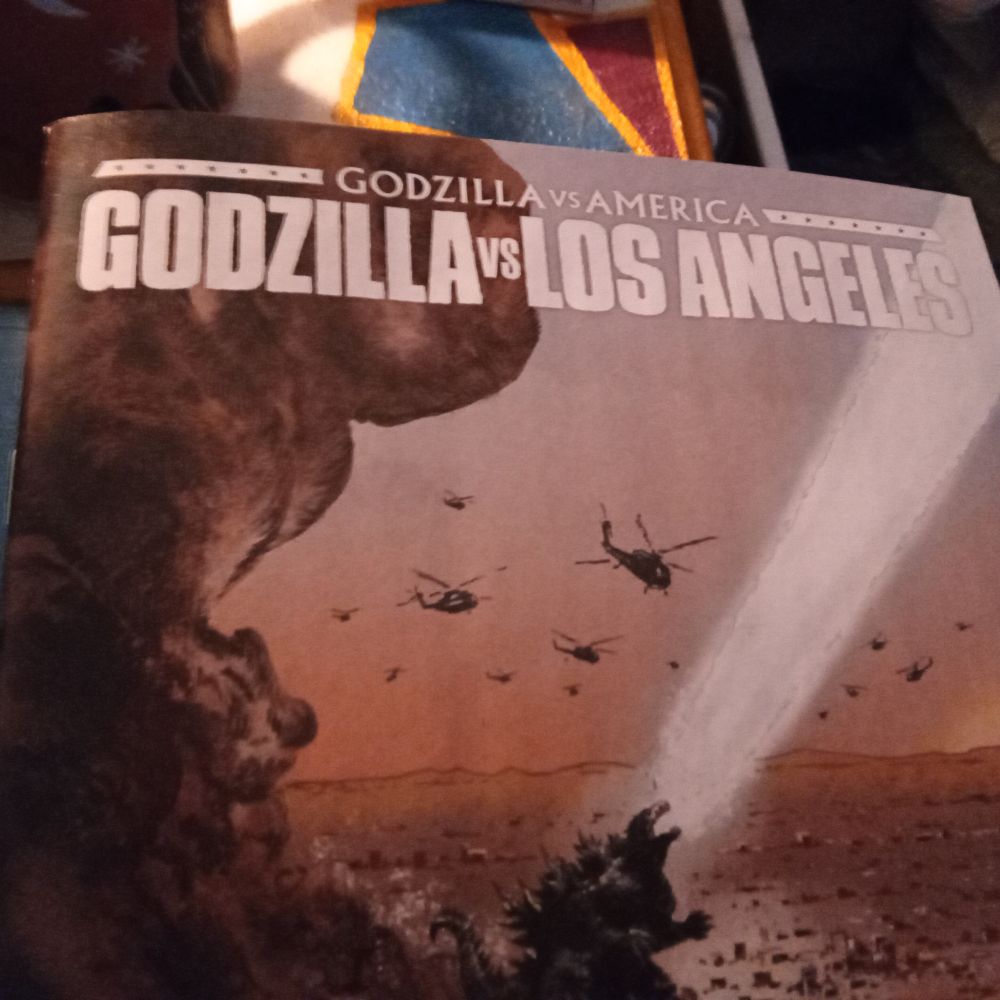 The title of the comic Godzilla Vs America Godzilla Vs Los Angeles.