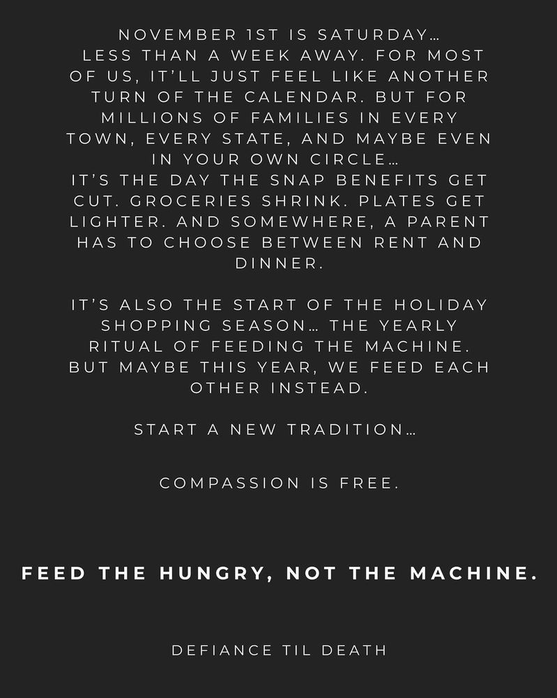 Feed the hungry, not the machine.
