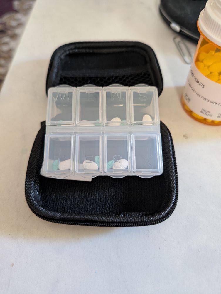 Pill case with Estradiol and Spironolactone
