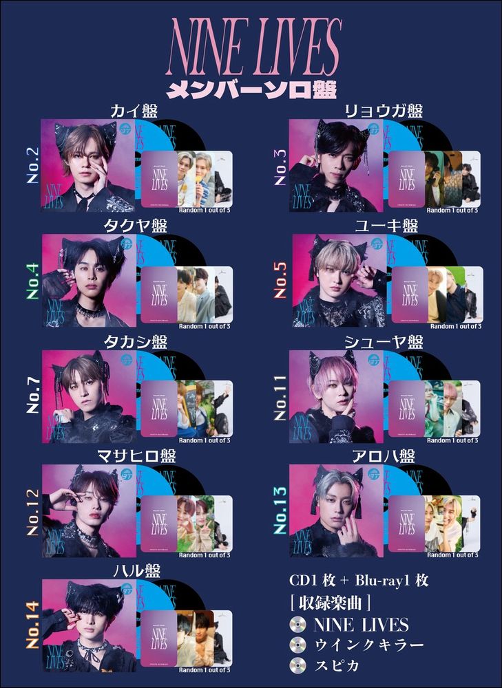 22nd SG『NINE LIVES』メンバーソロ盤ジャケ写