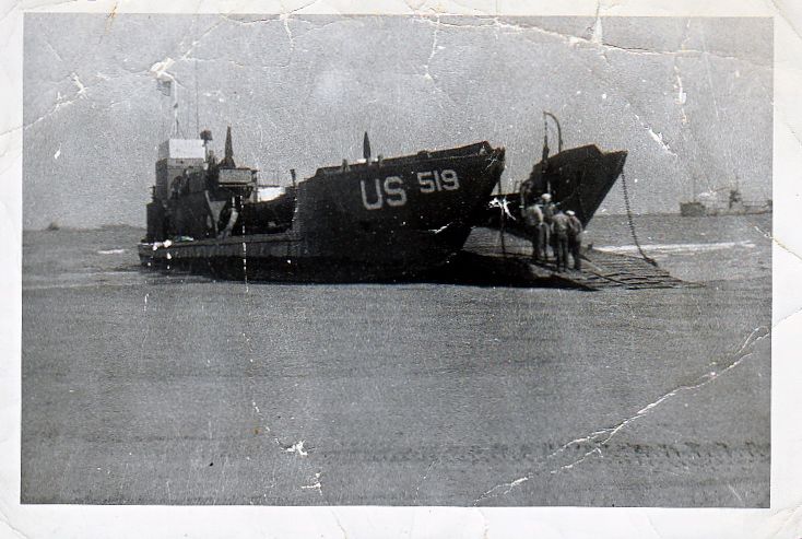 US Navy landing craft on Utah Beach, WWII