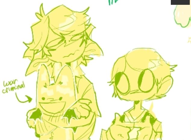 magma sketch of my Star Wars character Aero, holding his Loth-Cat glaring at the Star Wars EU character Anakin Solo. Text pointing next to the Loth-Cat says "war criminal"
