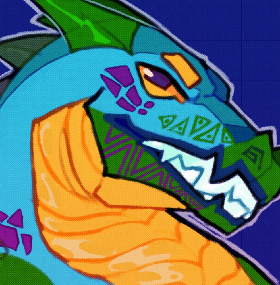 icon illustration of an alligator sona themed to the coaster Iron Gwazi