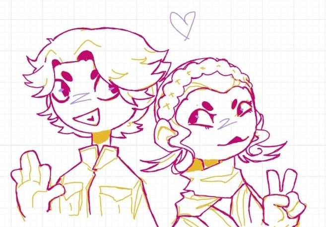whiteboard sketch of Star Wars EU characters, Jacen Solo (left) and his twin sister Jaina Solo (right)