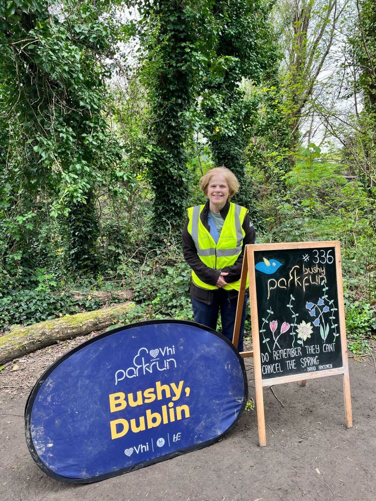 Me beside a Bushy Dublin parkrun sign