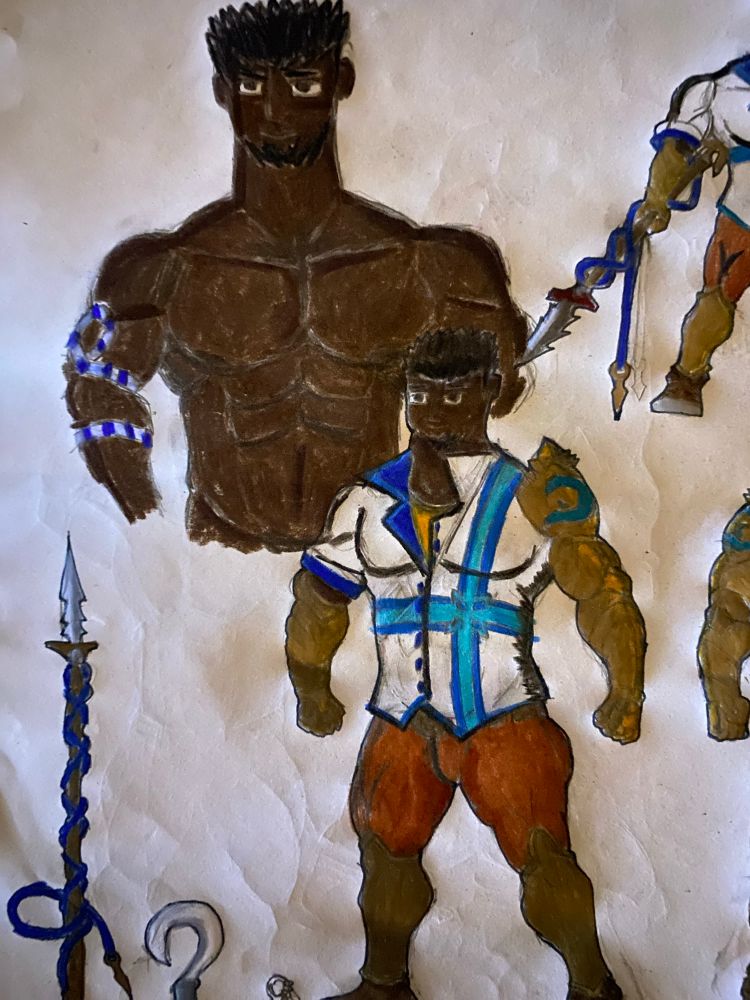 Barbarian Warrior and protector with Fishhook and Harpoon