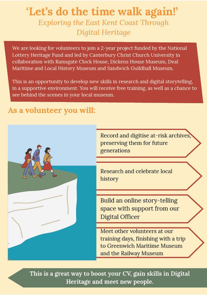 Volunteering flyer for 'Let's do the time walk again!'