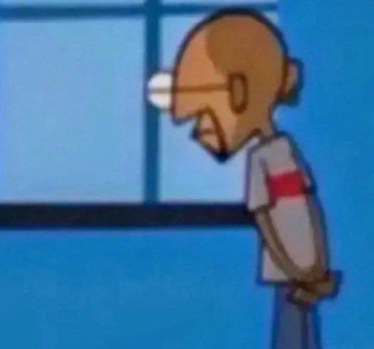 Ghandi from Clone high looking out window thoughtfully