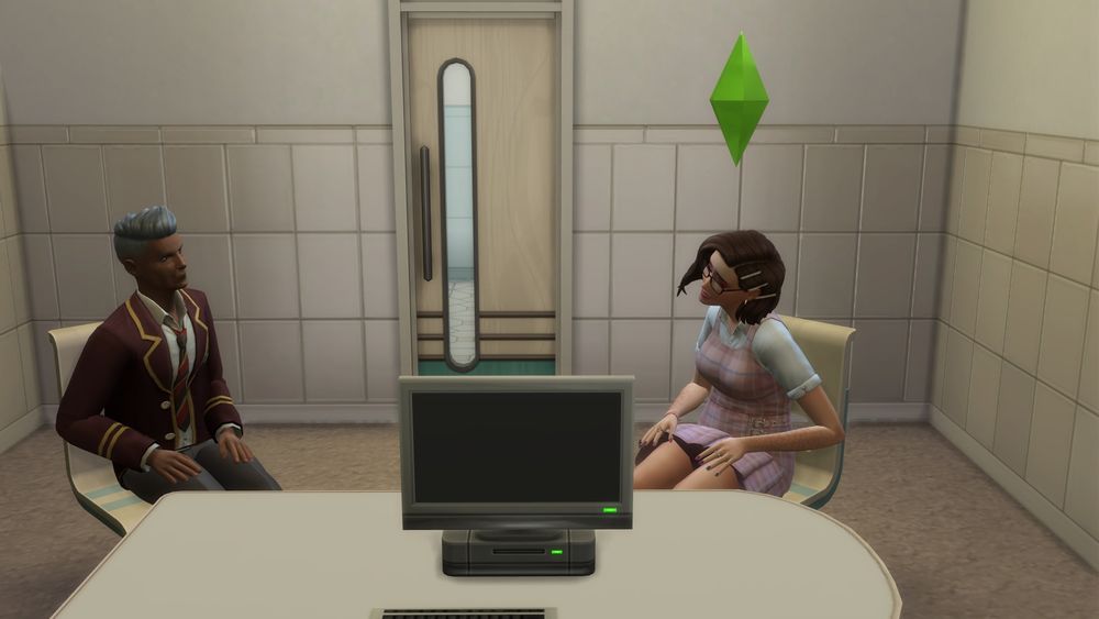 Aubrey chatting with the principal