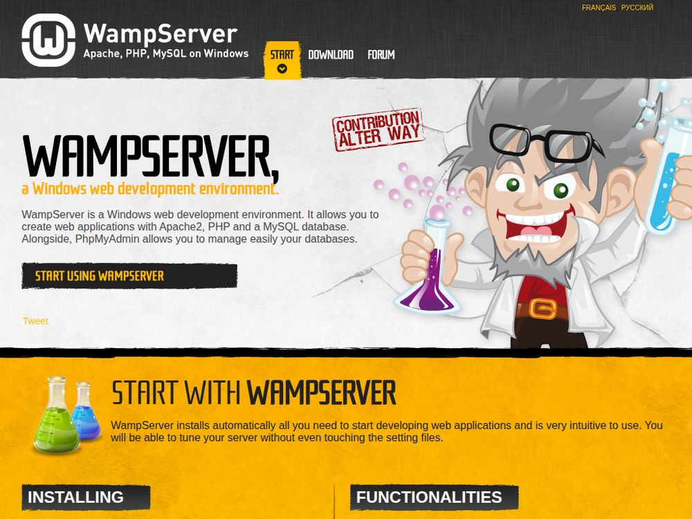 Screenshot of wampserver.com on March 19, 2014