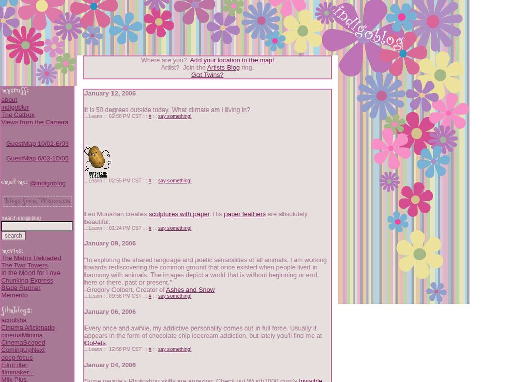 Screenshot of indigoblur.com in 2006