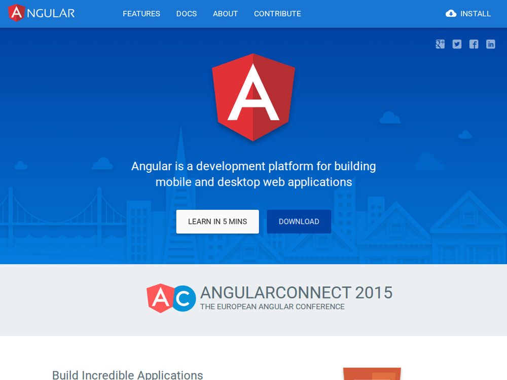 Screenshot of angular.io on September 06, 2015