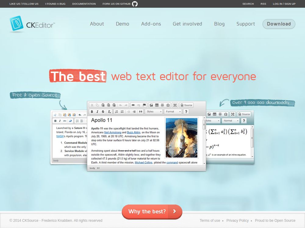 Screenshot of ckeditor.com on October 30, 2014
