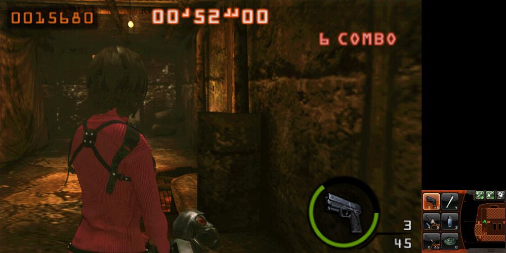 Screenshot of RE Mercs3D. character is modded to RE4R ada. She's on the prison stage
