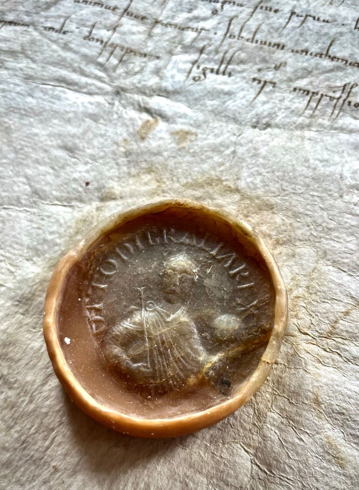 Seal of Otto III (Heid. Urk. 325) from a charter dated to 29 September 992 in the library of Heidelberg University. 