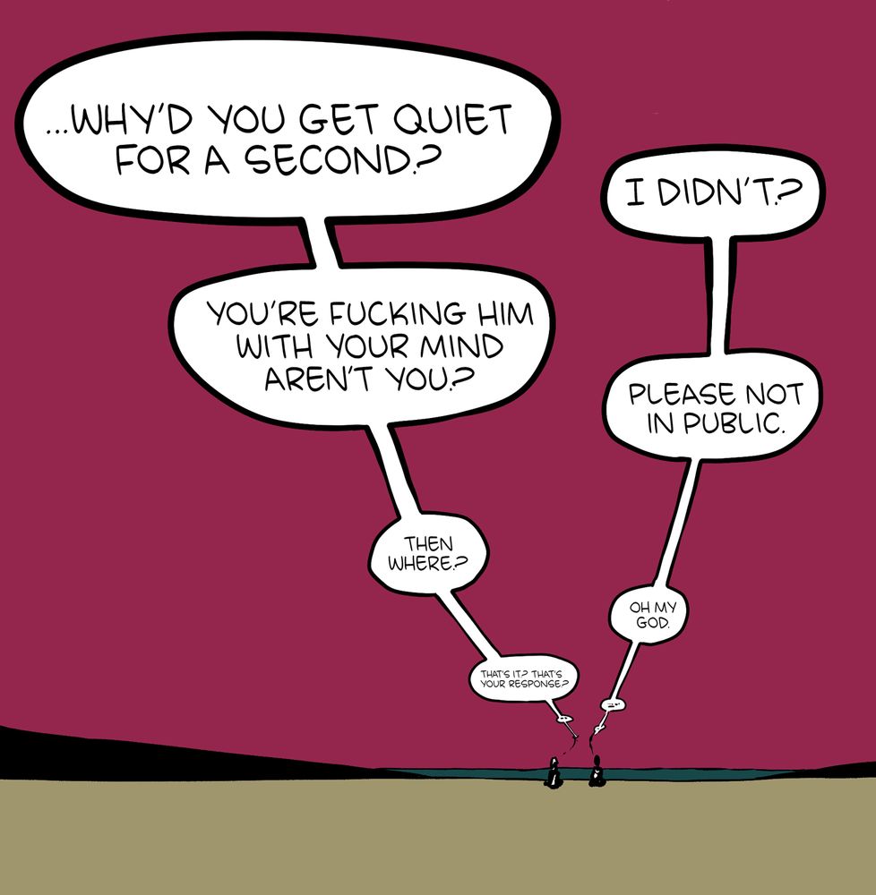 Part 4/4 of an SMBC comic update. The joke ends with the woman asking why the man went quiet, implying he is thinking of the AI relationship.