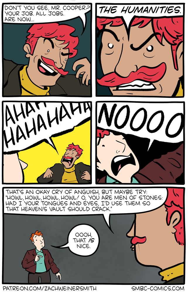 Part 3 of a 15-panel SMBC comic update showing the plans of the Evil Bachelor of the Arts Society.