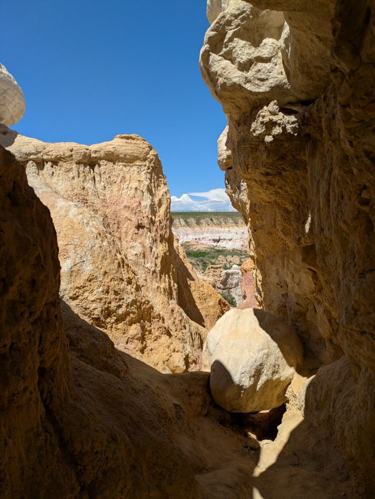 Looking out at the paint mines from an alcove
