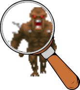 A magnifying glass focusing on an imp.