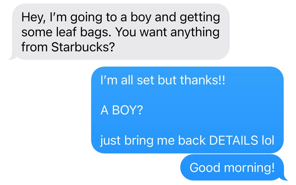 Screenshot of text exchange 