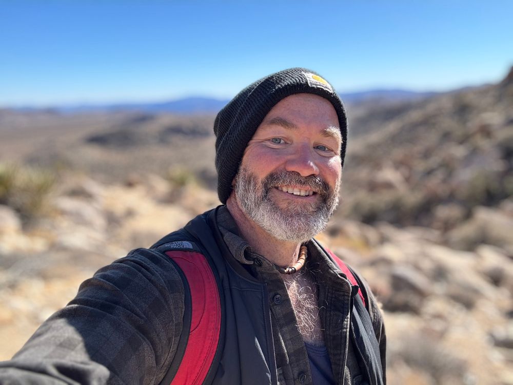 Happy man on a hike