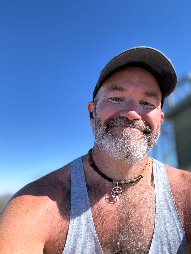 Happy man on a hike