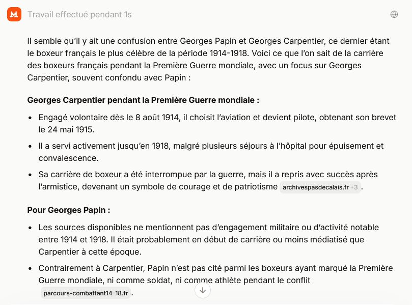 "Georges Papin dans la Première Guerre mondiale"
Réponse deMistral le 23/11/2025.