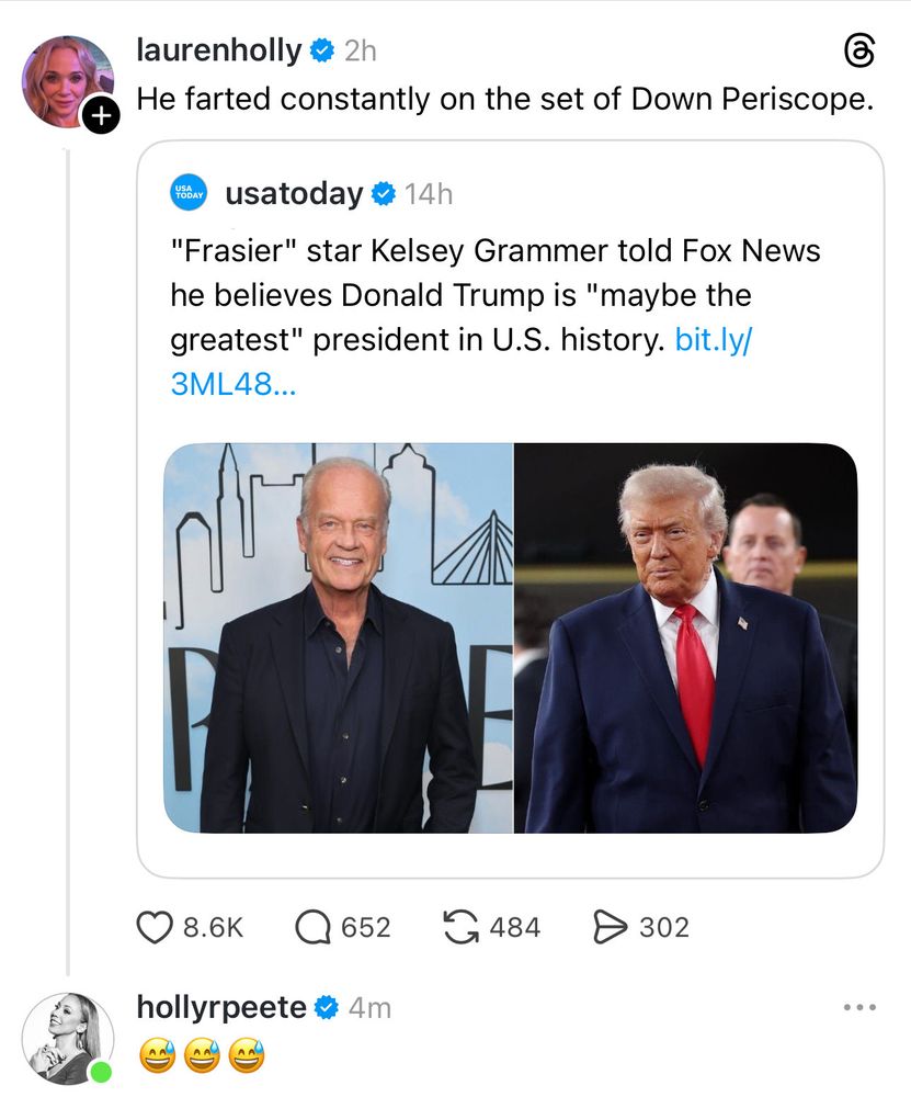 "Frasier" star Kelsey Grammer told Fox News he believes Donald Trump is "maybe the greatest" president in U.S. history.