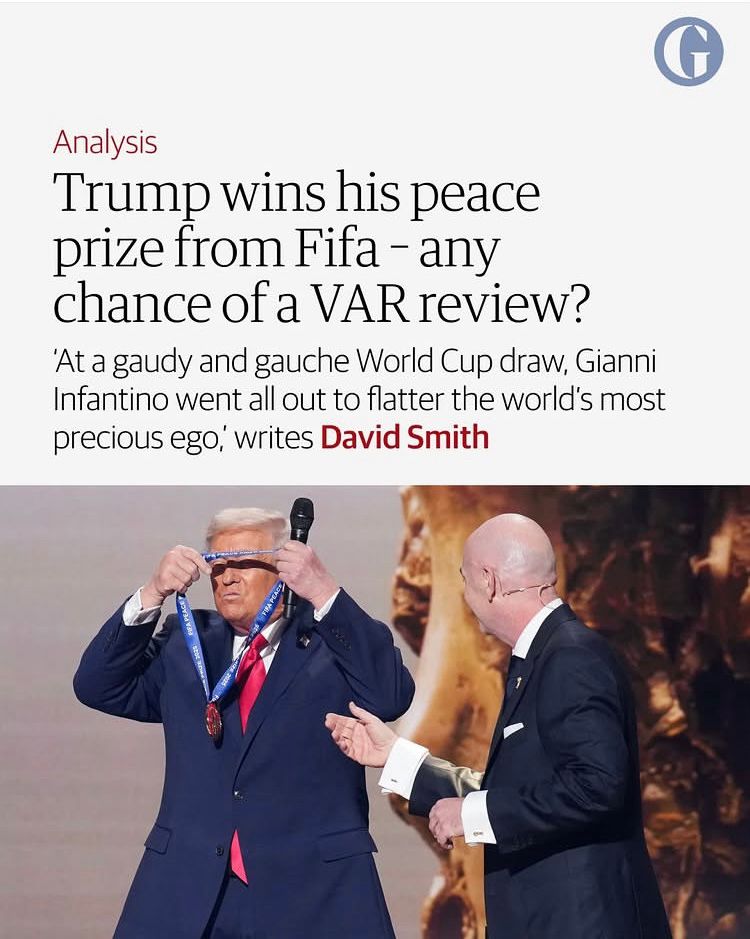 Analysis
Trump wins his peace prize from Fifa - any chance of a VAR review?
'At a gaudy and gauche World Cup draw, Gianni Infantino went all out to flatter the world's most precious ego, writes David Smith
