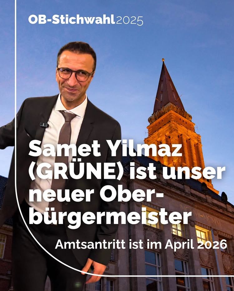 OB-Stichwahl2025
Samet Yitmaz
(GRUNE) ist unser neuer Oberbürgermeister
Amtsantritt ist im April 2026