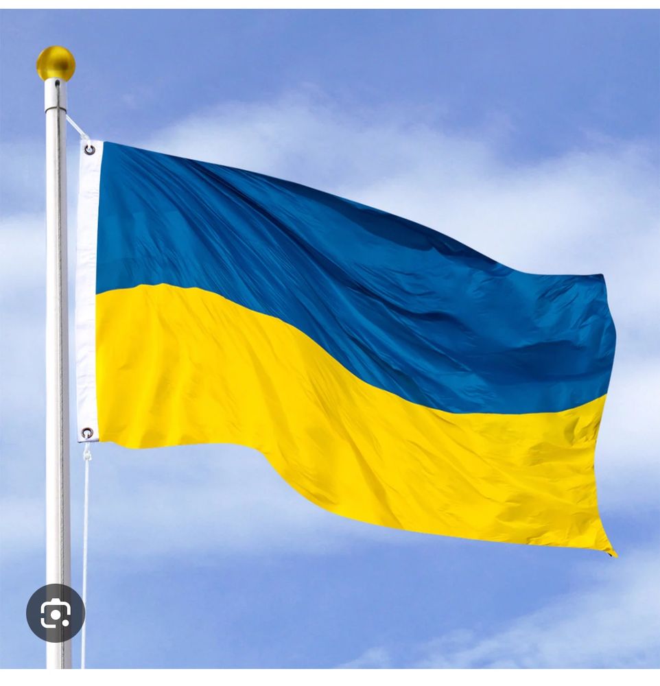 Ukrainian flag. The commentary is pro Ukraine anti-Russia aggression.