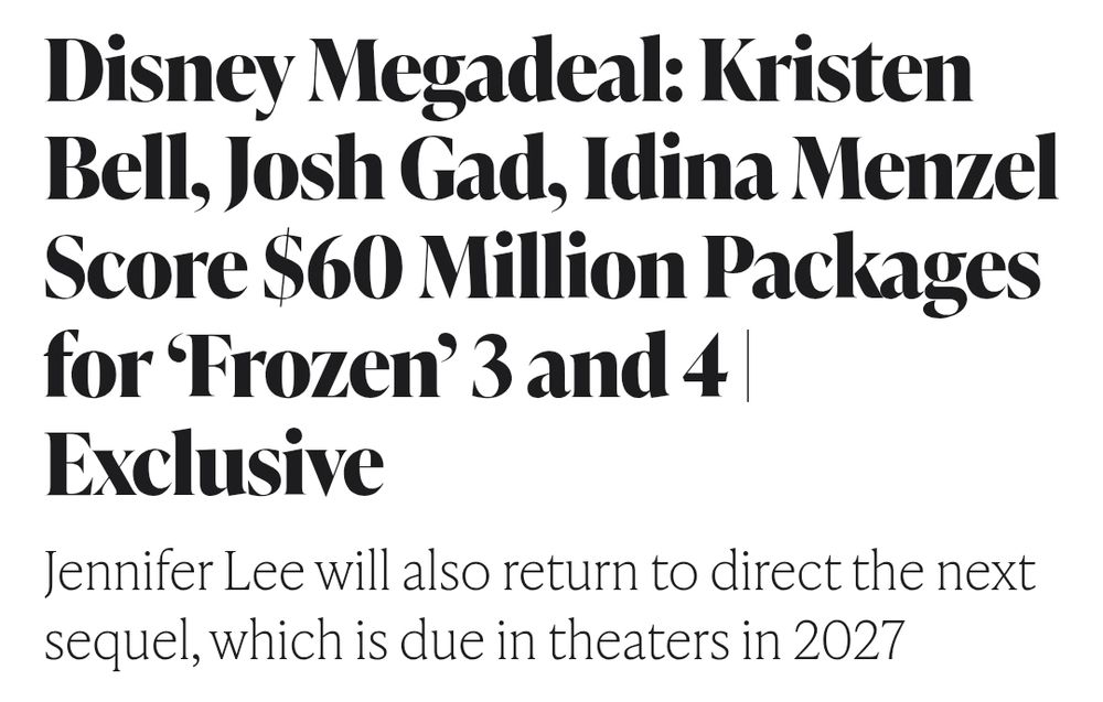 Disney Mega deal: Kristen Bell, Josh Gad, Idina Menzel Score $60 Million Packages for Frozen 3 & 4. 