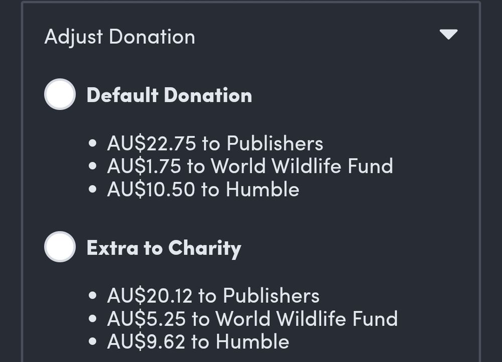 The Default Donation ratio gives merely $2 from a $35 purchase to charities.