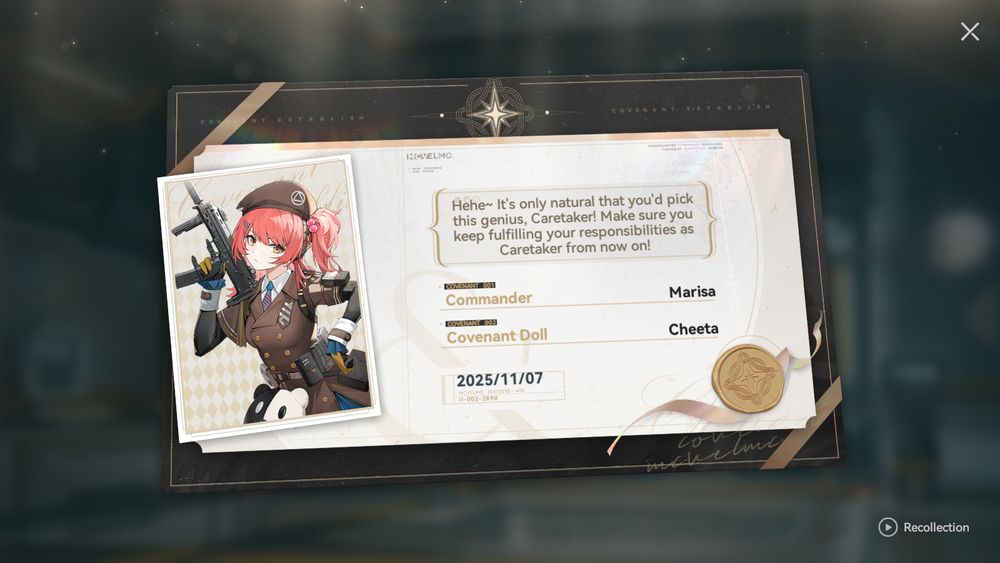 GFL2 covenant certificate for Cheeta