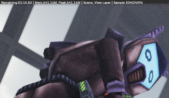 A crop of an in-progress render showing just a bit of Demo's ass and a faintly recognizable background.