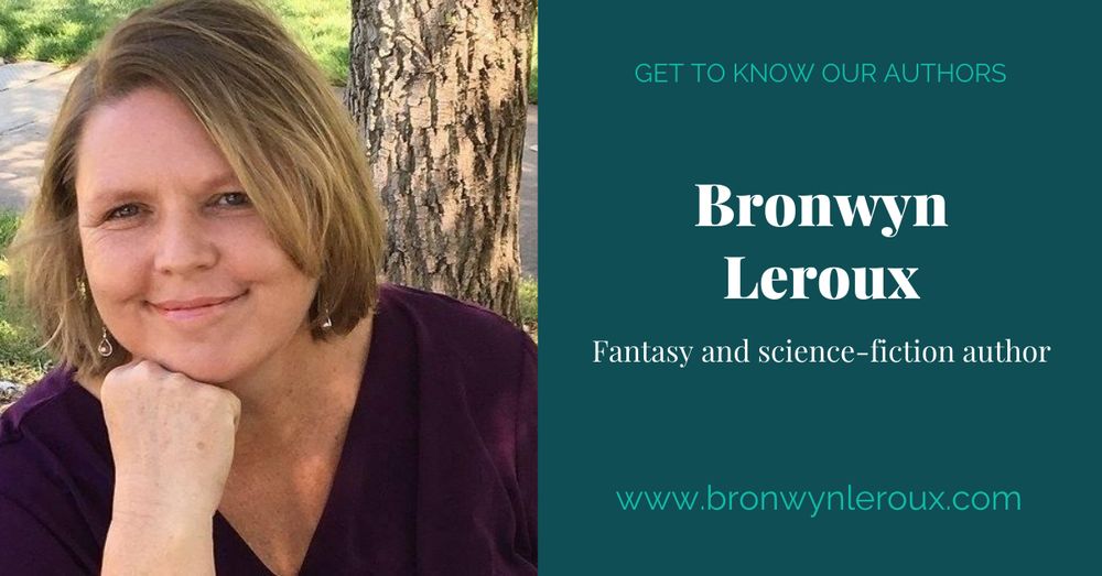 Fantasy and science fiction author Bronwyn Leroux's photo and website URL.