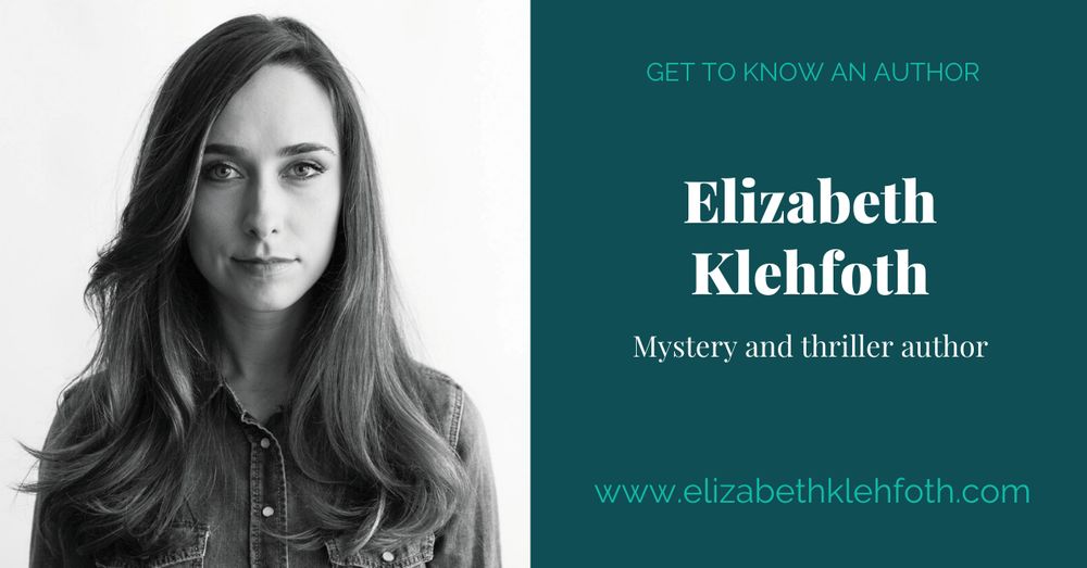 Mystery and thriller author Elizabeth Klehfoth's photo and website URL.