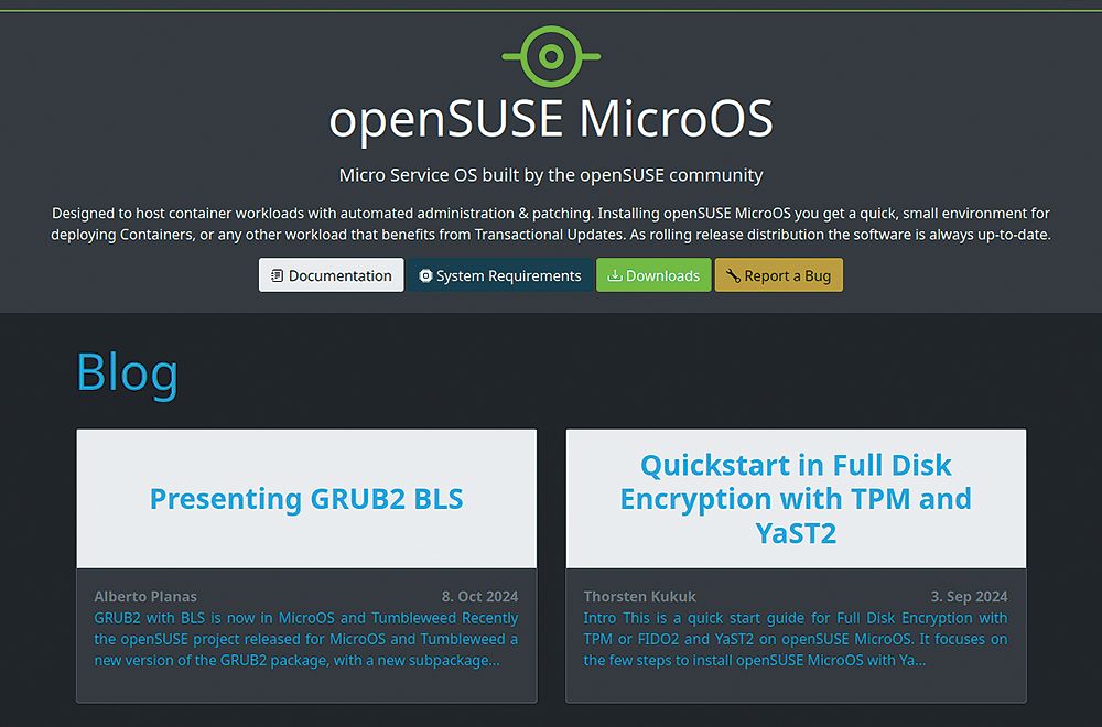 An immutable operating system such as openSUSE MicroOS is an ideal base OS for running Podman containers.