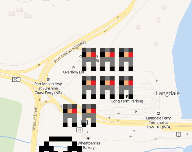 Several Eefos covering Langdale ferry terminal