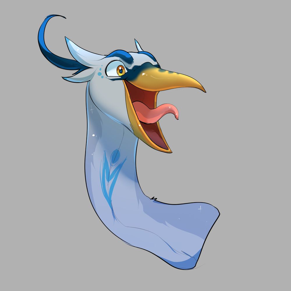 Cartoon drawing of a great blue heron