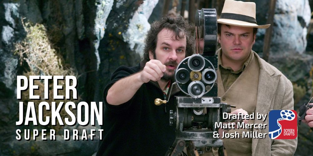 Set photo of Peter Jackson directing Jack Black in a scene from King Kong.
