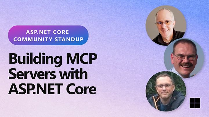 spot art.
Photo of presenter(s).
text reads: ASP.NET Community Standup - Building MCP Servers with ASP.NET Core