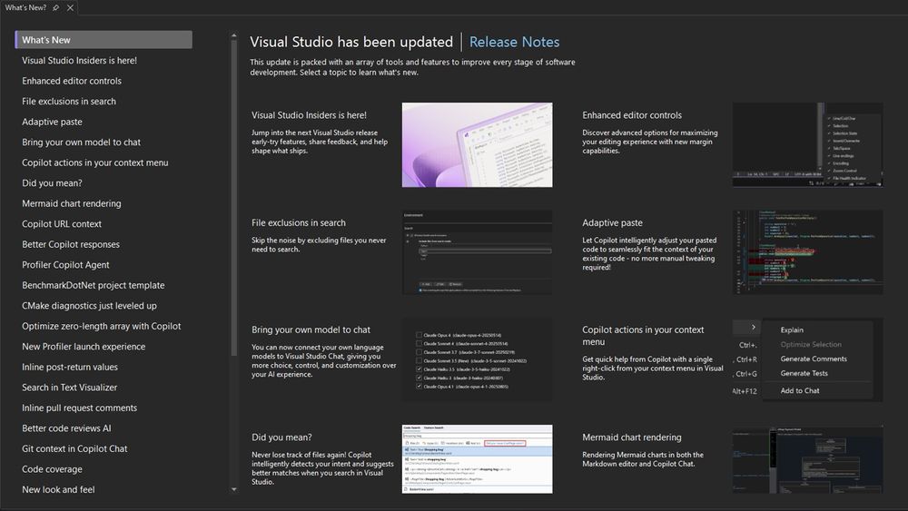 screen capture of new Visual Studio 2026 UI