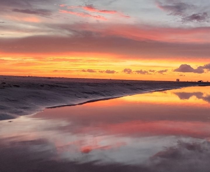 A sunset reflection in the tide pools