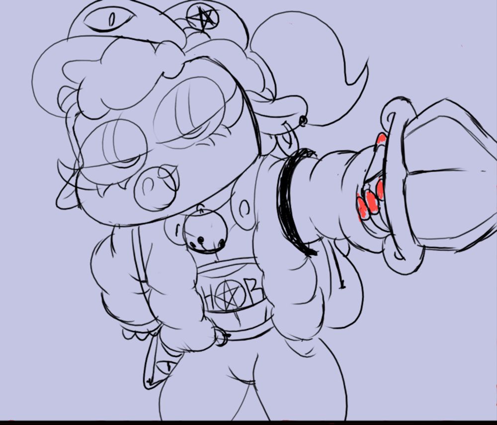 COTL Lamb in streetwear chewing bubblegum while holding his dagger