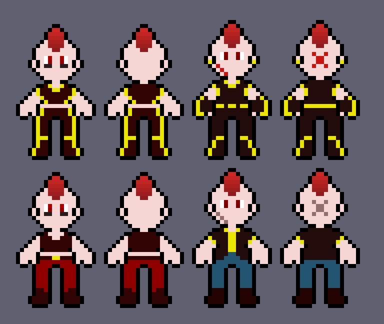 Karmen e Christopher Woods lado a lado, sprites frente e costas. Em cima seus trajes de Vilã/Herói e embaixo suas versões em roupas casuais.

 Ambos cresceram sem pais, sem casa, sem nada além um do outro e a ajuda de uma gangue que cuidava deles. Após essa gangue cometer um crime brutal na frente deles, ambos fugiram e começaram a viver na mesma solidão das ruas que nasceram. Após serem resgatados e colocados em um orfanato, eles tiveram uma vida bem comum até, apesar de que cada dia um sentimento de desperança crescia em seus corações, sentimento que so se fortaleceu após aprenderem história. FUTURO e seu grupo, Os Novos Governantes  adotaram ambos quando eles tinham 16, quase fazendo 17. Futuro foi bastante persuasivo, contando a eles sobre seu plano de criar uma ditadura mundial em ordem de tornar o mundo uma utopia. Christopher e Karmen fizeram sua decisão... Chris se recusou, percebendo que no fundo Futuro é so mais um lunático com um sonho. Karmen aceitou, vendo os planos de Futuro como um sinal de esperança.

Os Gêmeos se separaram... E foi nesse momento em que as entidades escolheram cada um deles.

 Christopher sempre sofreu com o passado, e principalmente com a escolha de sua irmã, mas mesmo assim ele se recusava a deixar sua depressão vencer, tendo o sonho de marcar seu nome na história para que nem o tempo o mate.

 (Ele foi escolhido pelas entidades da Eternidade e da Dor.)

 Karmen com sua personalidade explosiva e tendências auto destrutivas, nunca se arrependeu de sua escolha e sempre esteve disposta a sacrificar tudo que for necessário para "o bem maior" e seu sonho.

 (Ela foi escolhida pelas entidades do Sacrifício e Explosão.)