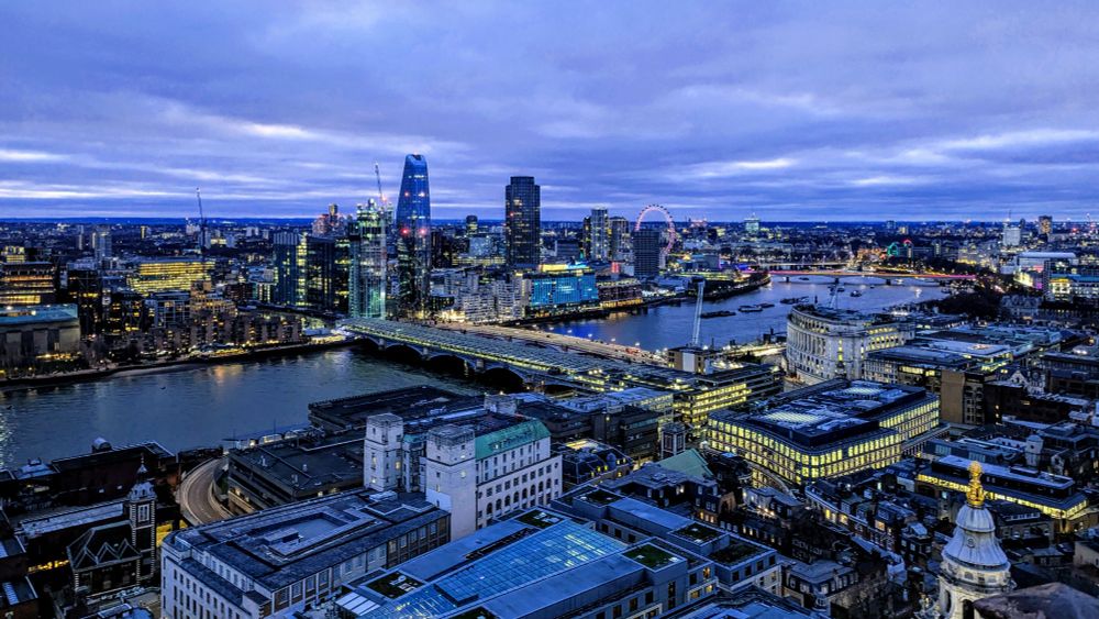 View of Southbank from St Paul's Cathedral, London UK