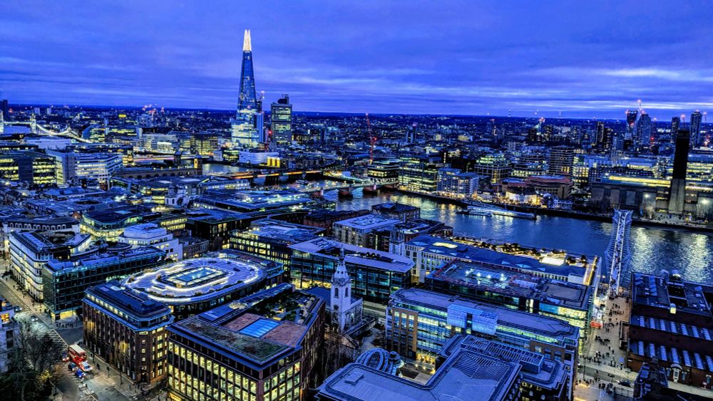 View of London Bridge & The Shard from St Paul's Cathedral, London UK
