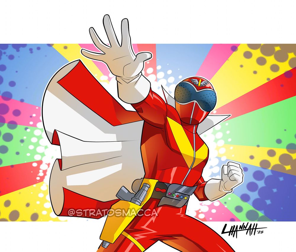 A drawing of Akarenger from Gorenger.