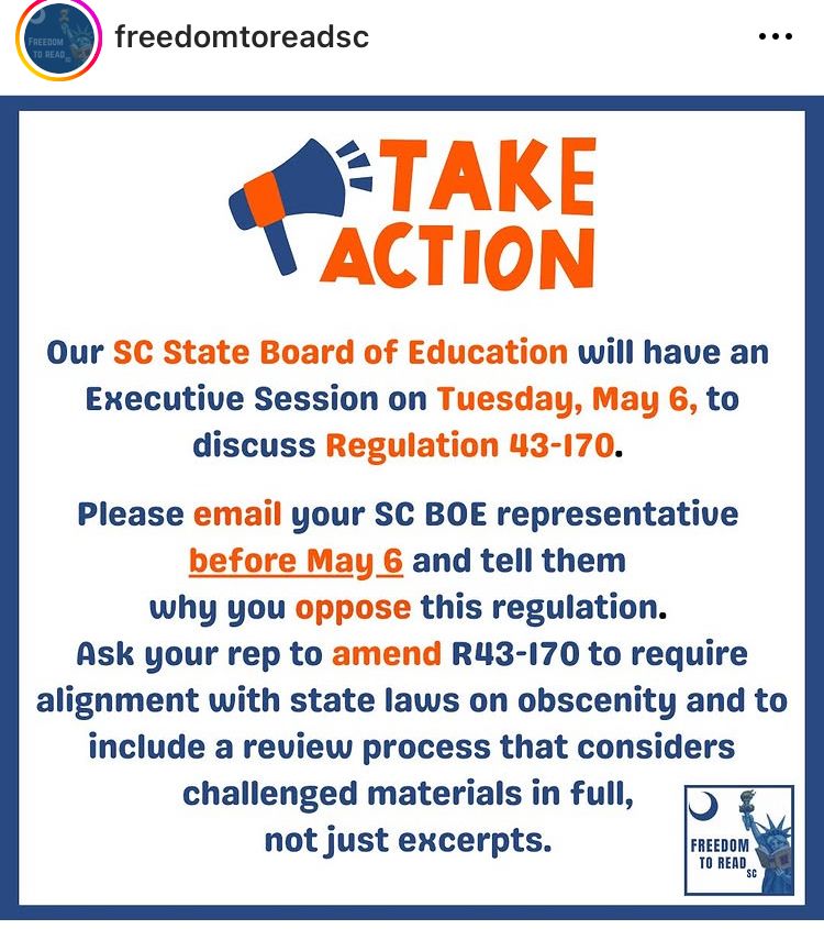 Graphic contains a slightly more wordy version to the post text. From Freedom to Read SC.